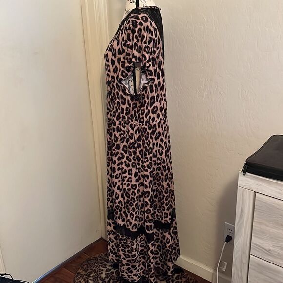 Torrid Leopard Lace Front Pockets Maxi Dress Mobwife Animal Print - Picture 7 of 15